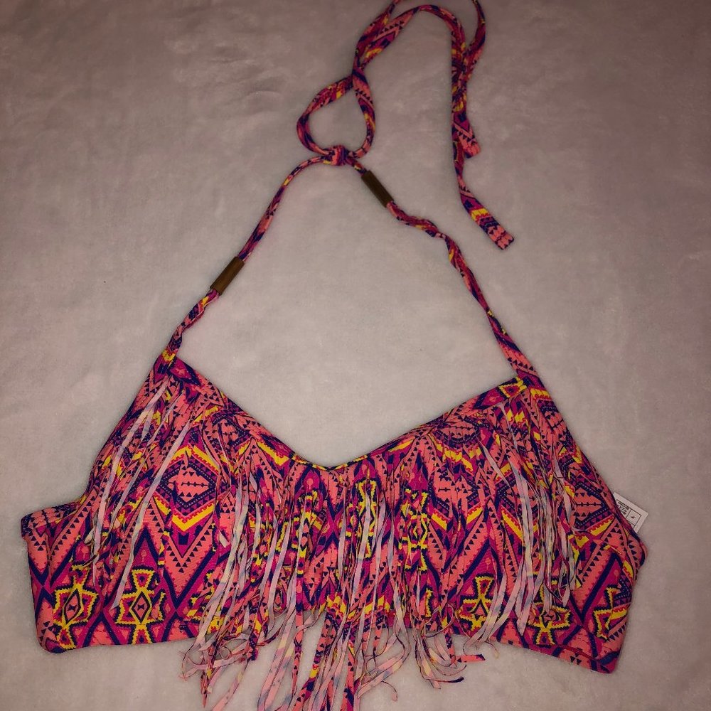 Fun/Vibrant Bikini Top & Bottom with Frill Detail